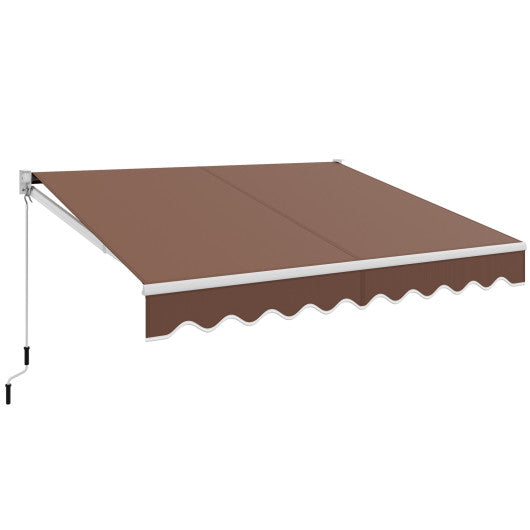 8 x 6.6 Feet Patio Retractable Awning withManual Crank Handle-Brown