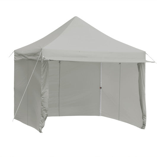 10 x 10 Feet Pop up Gazebo with 4 Height and Adjust Folding Awning-Gray