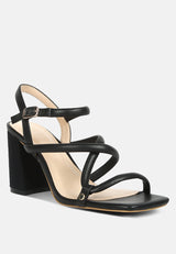 artha open square toe block heel sandals by London Rag