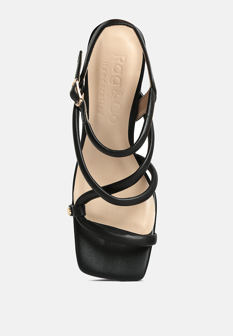 artha open square toe block heel sandals by London Rag