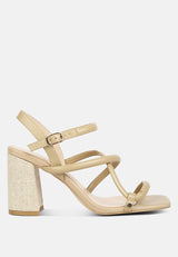 artha open square toe block heel sandals by London Rag