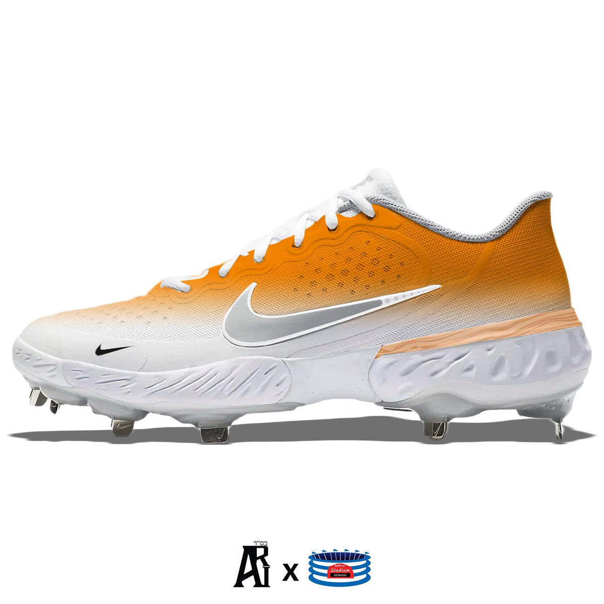 "Orange Creamsicle" Nike Alpha Huarache Elite 3 Low Cleats by Stadium Custom Kicks