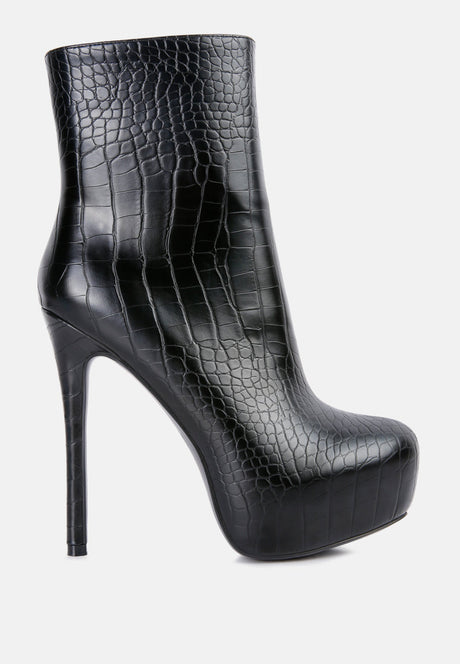 orion high heeled croc ankle boot by London Rag