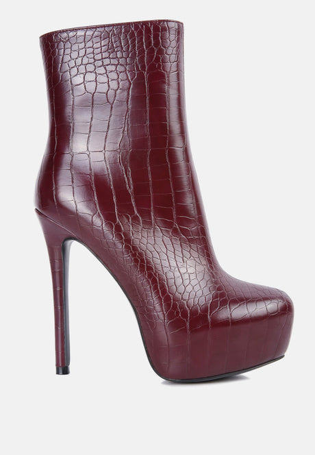 orion high heeled croc ankle boot by London Rag