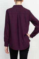 M Magaschoni Collar Neck Long Sleeves Front Button Detail Top by Curated Brands