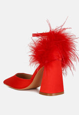 palmetta fur detail block heel sandals by London Rag