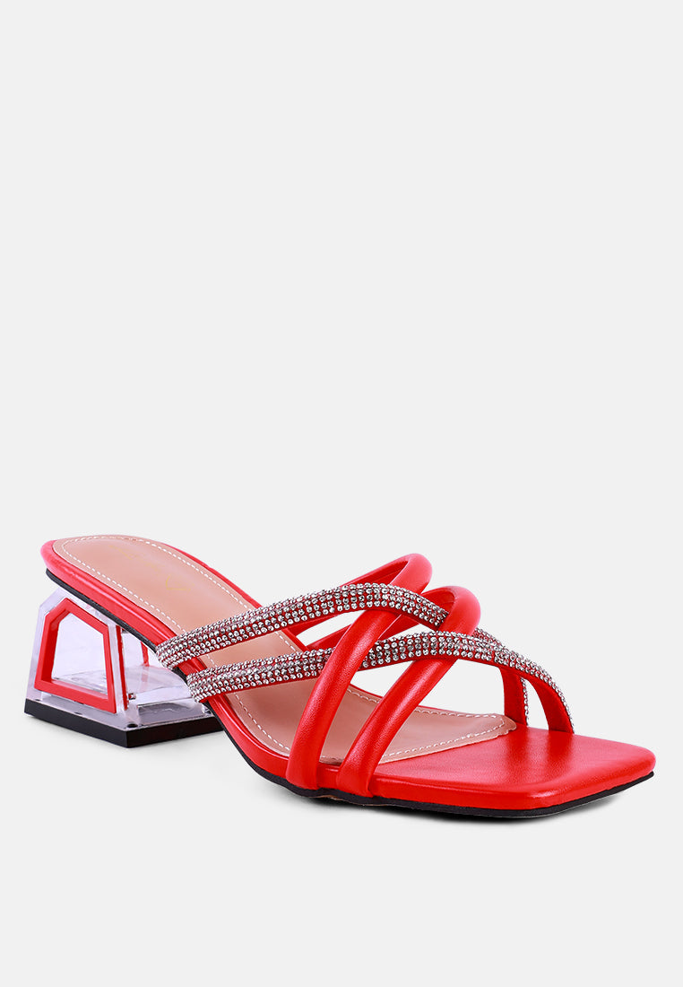 parisian cut rhinestone embellished strap sandals by London Rag