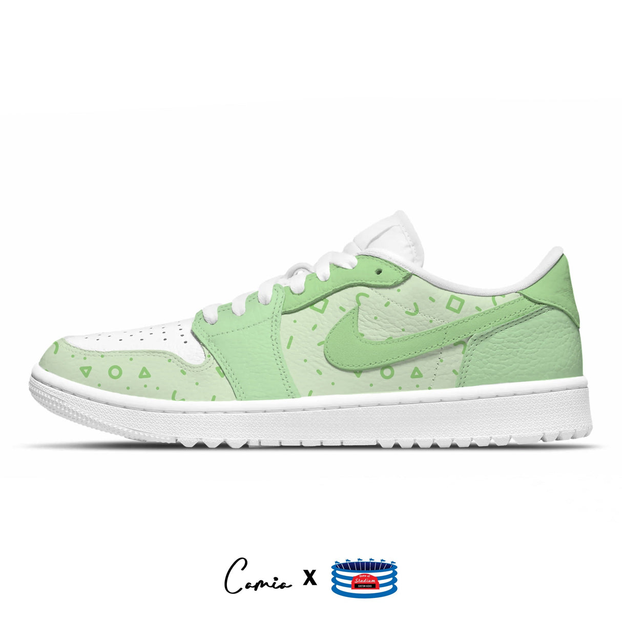 "Pastel Green" Jordan 1 Golf Shoes by Stadium Custom Kicks