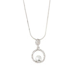 Pave Circle Crystal and White Gold Plated Pendant Necklace by Hollywood Sensation®