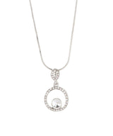 Pave Circle Crystal and White Gold Plated Pendant Necklace by Hollywood Sensation®