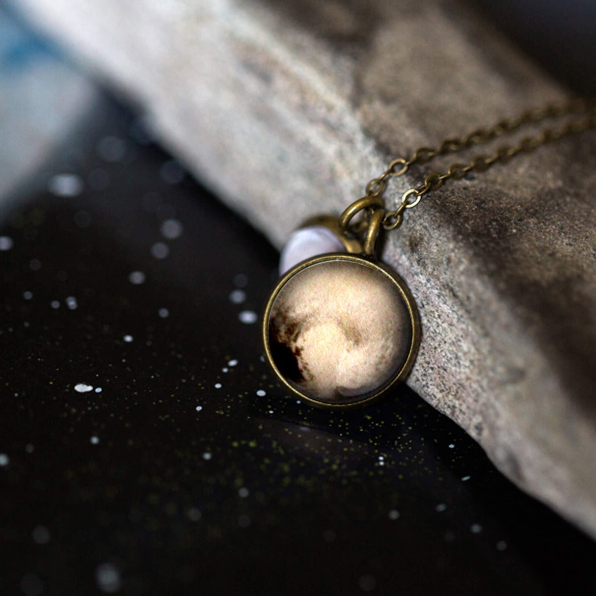 Pluto and Charon Layered Space Necklace by Yugen Handmade