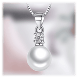 White Gold Pearl Pendant Necklace with Cubic Zirconia Accent Stone Necklace by Hollywood Sensation®