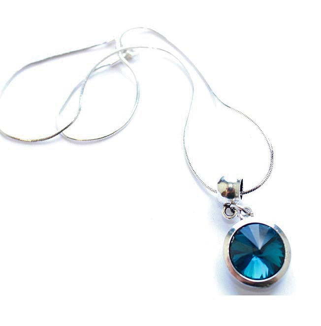 Silver Plated 'December Birthstone' Turquoise Colored Crystal Pendant Necklace by Liberty Charms USA