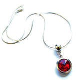 Silver Plated 'July Birthstone' Ruby Colored Crystal Pendant Necklace by Liberty Charms USA