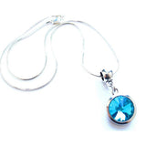 Silver Plated 'March Birthstone' Aqua Colored Crystal Pendant Necklace by Liberty Charms USA