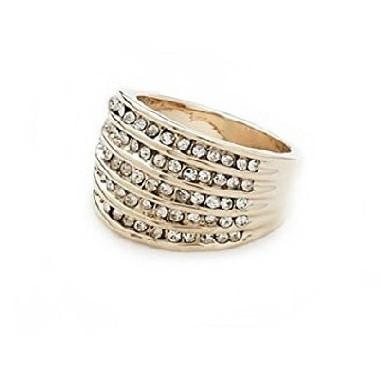 Designer Inspired Pale Gold and Crystal Diamante 'Done To Perfection' Cocktail Ring by Liberty Charms USA