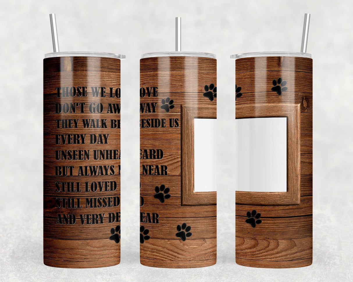 Pet Memorial Photo Insert - 20 oz Steel Skinny Tumbler - Optional Blue Tooth Speaker - Speaker Color will Vary by Rowdy Ridge Co