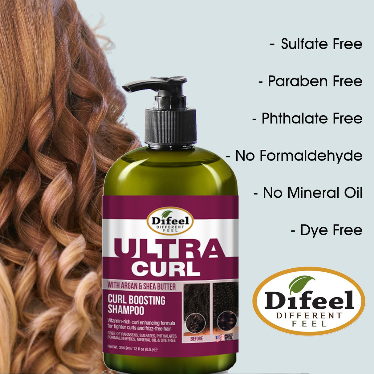 Difeel Ultra Curl 4-PC Curl Enhancing Hair Care Set : Ultra Curl Shampoo 12 oz, Conditioner 12 oz, Hair Mask 12 oz. & Hair Oil 8 oz by difeel - find your natural beauty