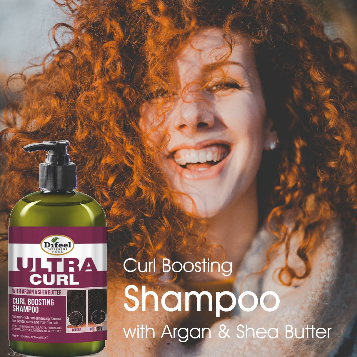 Difeel Ultra Curl with Argan & Shea Butter - Curl Boosting Shampoo 12 oz. by difeel - find your natural beauty