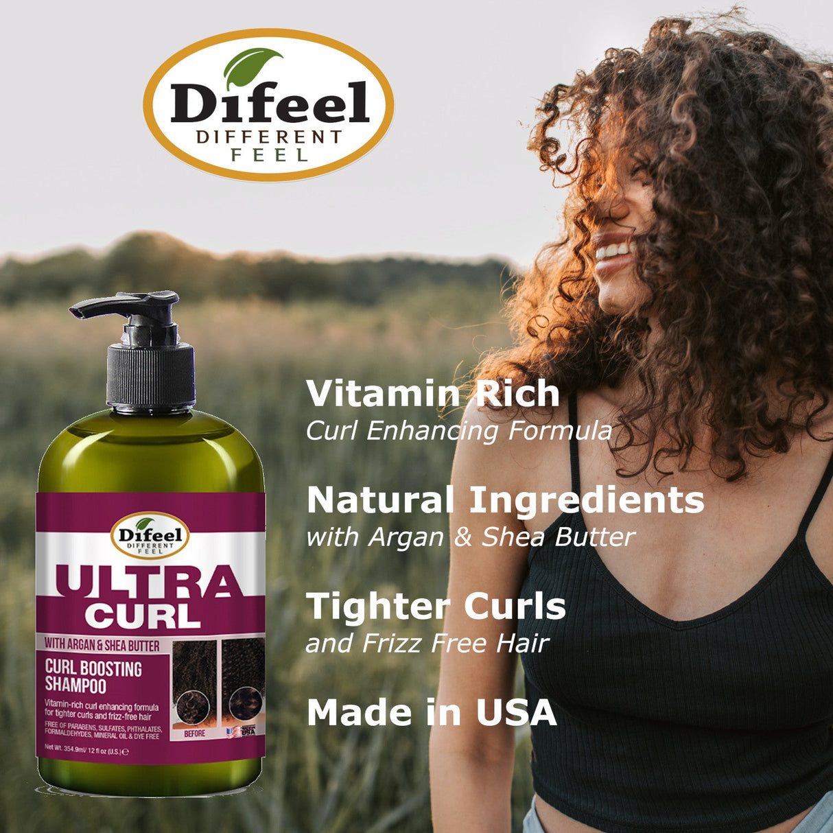 Difeel Ultra Curl 4-PC Curl Enhancing Hair Care Set : Ultra Curl Shampoo 12 oz, Conditioner 12 oz, Hair Mask 12 oz. & Hair Oil 8 oz by difeel - find your natural beauty