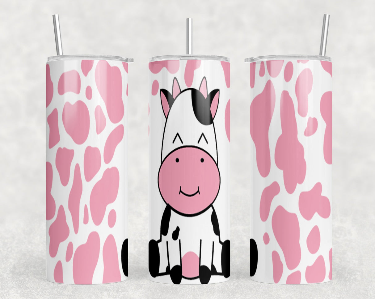 Pink Cow|Skinny Tumbler|Optional Bluetooth Speaker| Speaker Color Varies by Rowdy Ridge Co