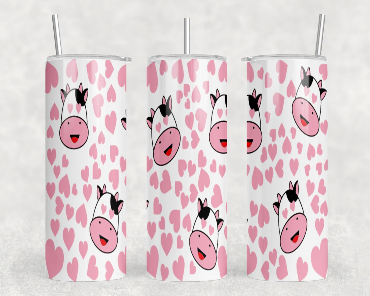 Pink Cows|Skinny Tumbler|Optional Bluetooth Speaker| Speaker Color Varies by Rowdy Ridge Co