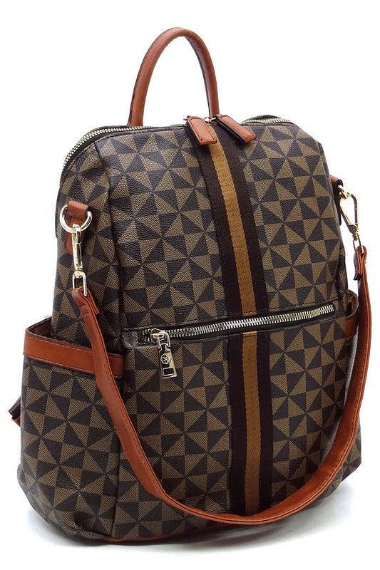 PM Monogram Striped Convertible Backpack - Vysn