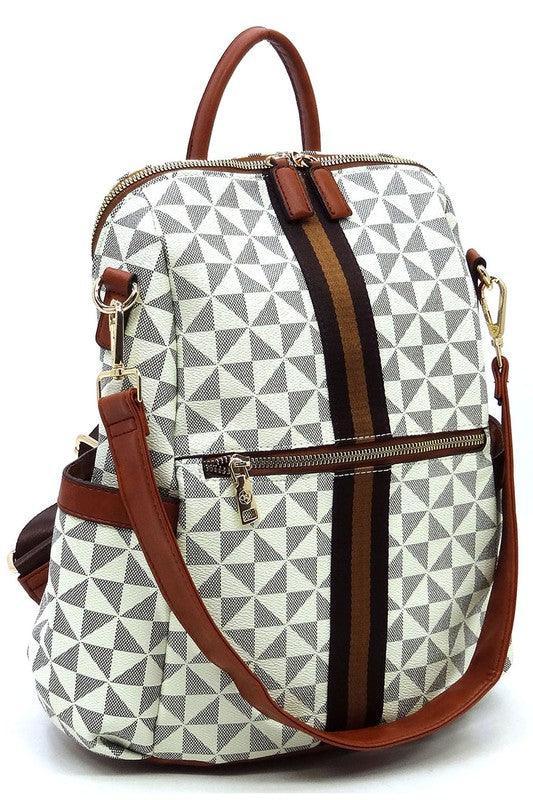 PM Monogram Striped Convertible Backpack - Vysn