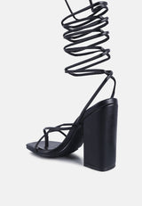 pole dance lace up block heel sandals by London Rag