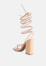 pole dance lace up block heel sandals by London Rag