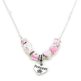 Children's Princess 'Pretty In Pink' Silver Plated Charm Bead Necklace by Liberty Charms USA