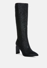 prinkles quilted italian block heel calf boots by London Rag