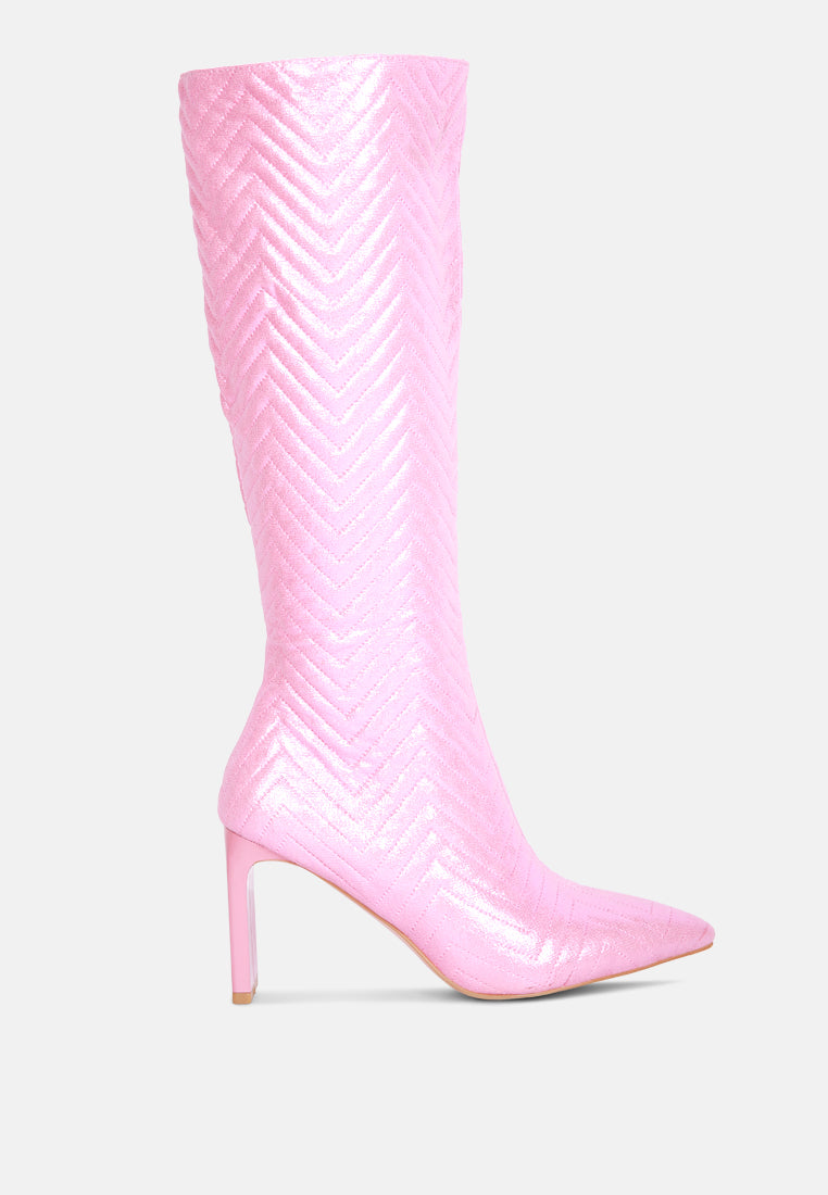 prinkles quilted italian block heel calf boots by London Rag