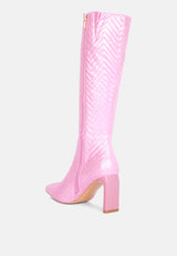 prinkles quilted italian block heel calf boots by London Rag