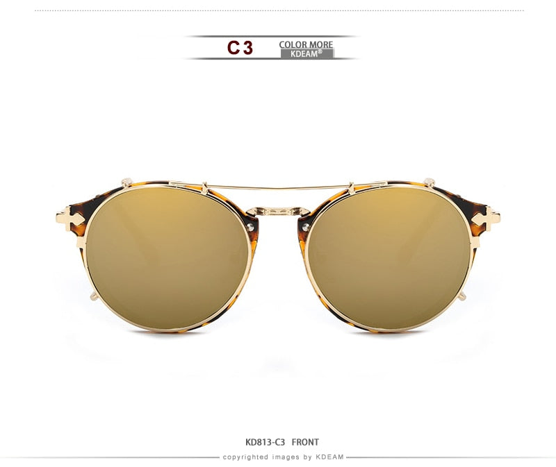 Land of Nostalgia & KDEAM Collaboration Clip On Unisex Round Sunglasses by Land of Nostalgia