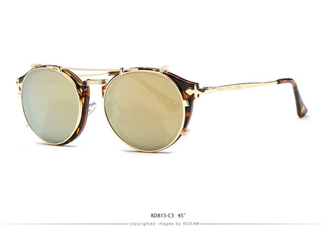 Land of Nostalgia & KDEAM Collaboration Clip On Unisex Round Sunglasses by Land of Nostalgia