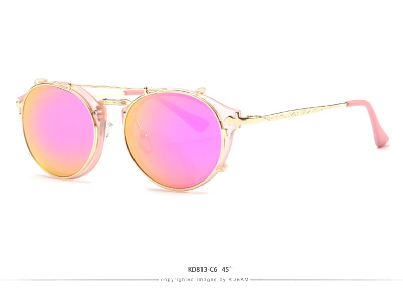 Land of Nostalgia & KDEAM Collaboration Clip On Unisex Round Sunglasses by Land of Nostalgia