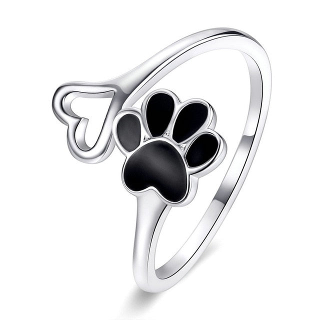 Sterling Silver Dog Paw Adjustable Rings by PetWithMe