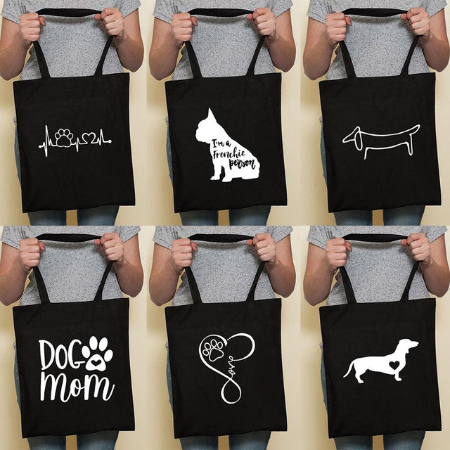 Cute Dog Black Canvas Tote Bag by Dach Everywhere - Vysn