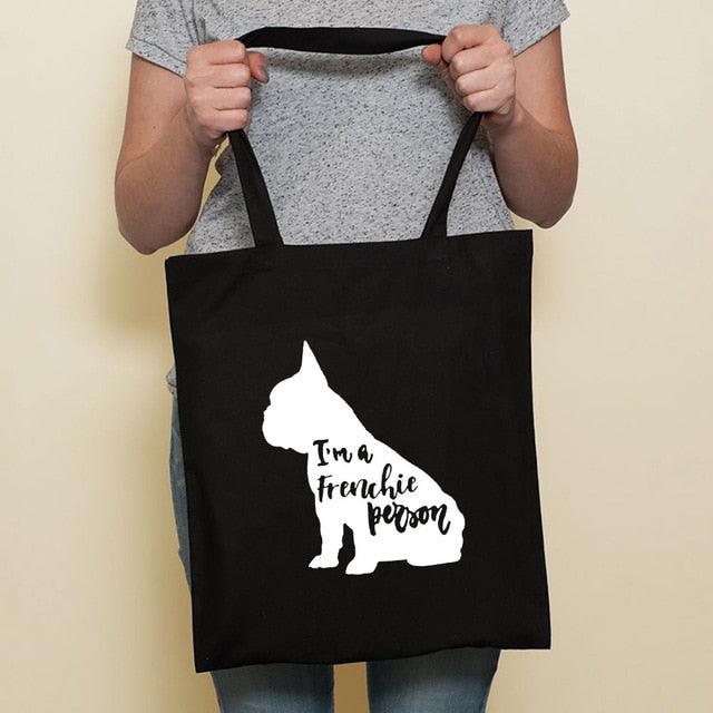 Cute Dog Black Canvas Tote Bag by Dach Everywhere - Vysn