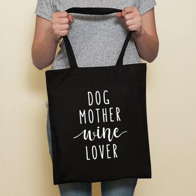 Cute Dog Black Canvas Tote Bag by Dach Everywhere - Vysn