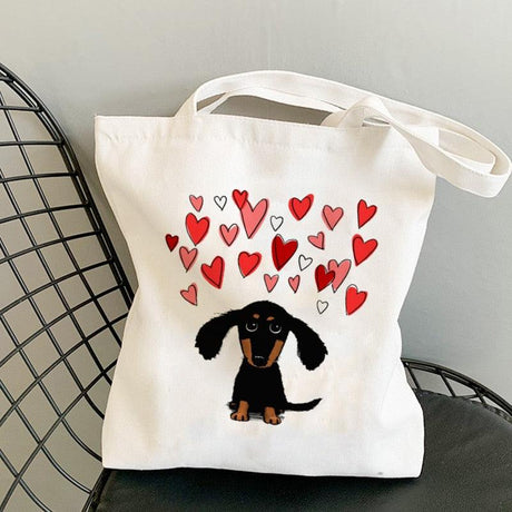 Dachshund Print Reusable Canvas Tote Bags by Dach Everywhere - Vysn