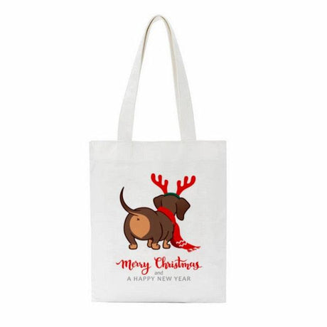 Dachshund Print Reusable Canvas Tote Bags by Dach Everywhere - Vysn