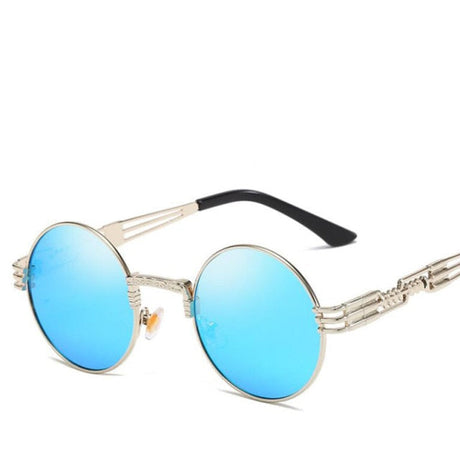 High Quality UV400 Gothic Steampunk Round Alloy Mirror Sun Glasses by Land of Nostalgia