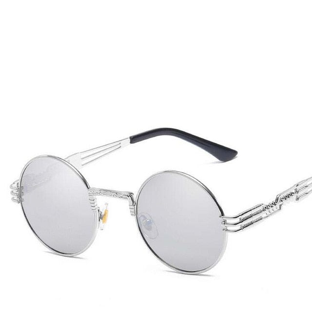 High Quality UV400 Gothic Steampunk Round Alloy Mirror Sun Glasses by Land of Nostalgia