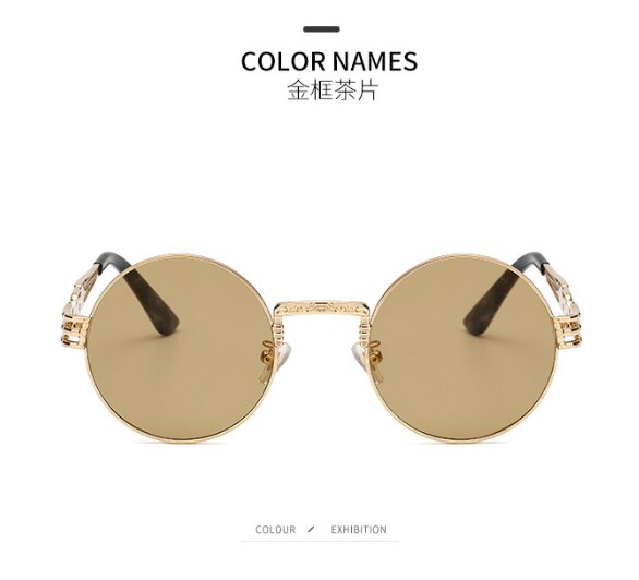 High Quality UV400 Gothic Steampunk Round Alloy Mirror Sun Glasses by Land of Nostalgia