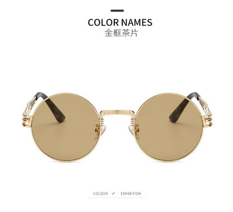 High Quality UV400 Gothic Steampunk Round Alloy Mirror Sun Glasses by Land of Nostalgia