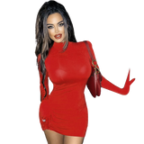 Land of Nostalgia Long Sleeve with Gloves Women's Bodycon Mini Dress by Land of Nostalgia