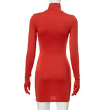 Land of Nostalgia Long Sleeve with Gloves Women's Bodycon Mini Dress by Land of Nostalgia