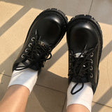 Black Leather Low Boots by White Market